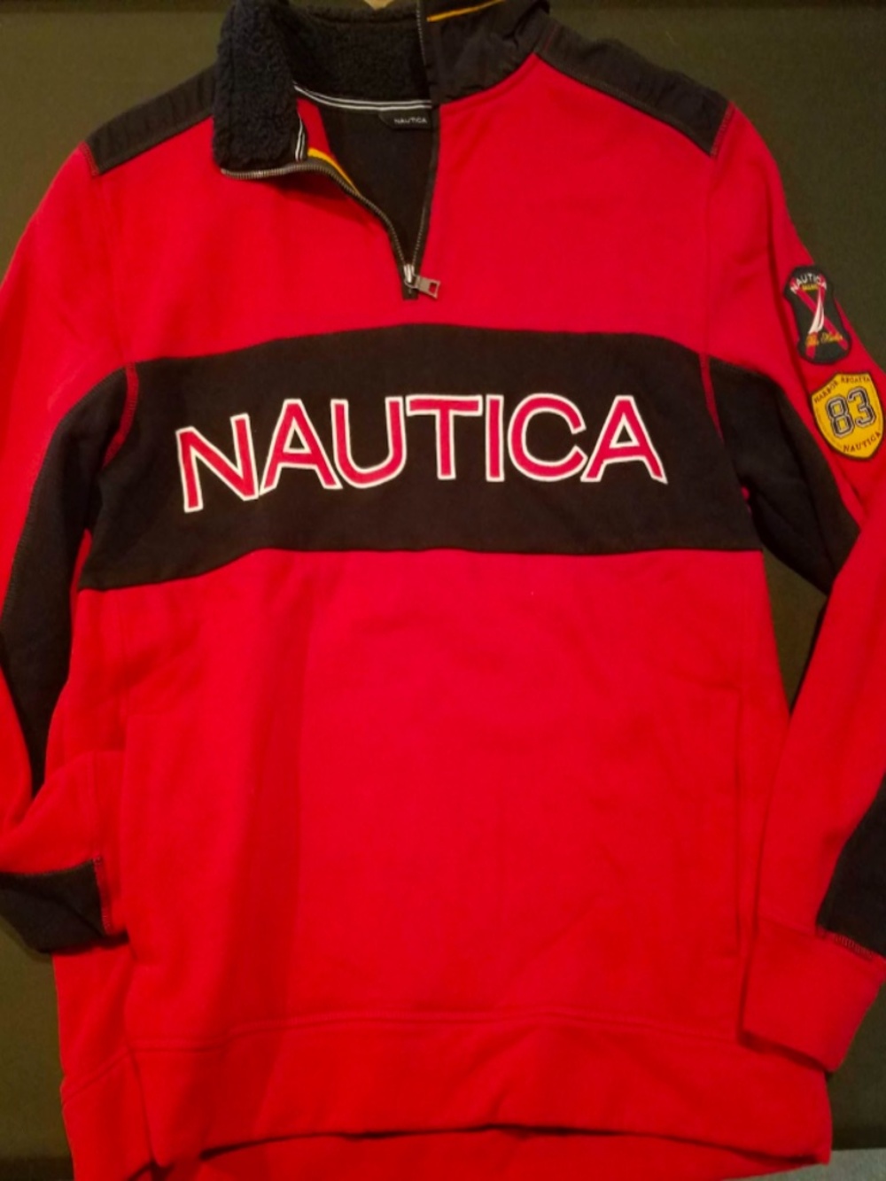 Nautica fleece men’s XL red blue longsleeve shirt
